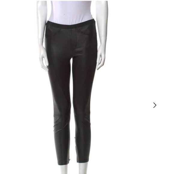 Helmut Lang Black Leather Crop Legging - Picture 1 of 9